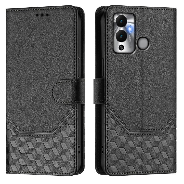 For Infinix Hot 12 Play Honeycomb Embossing RFID Leather Phone Case