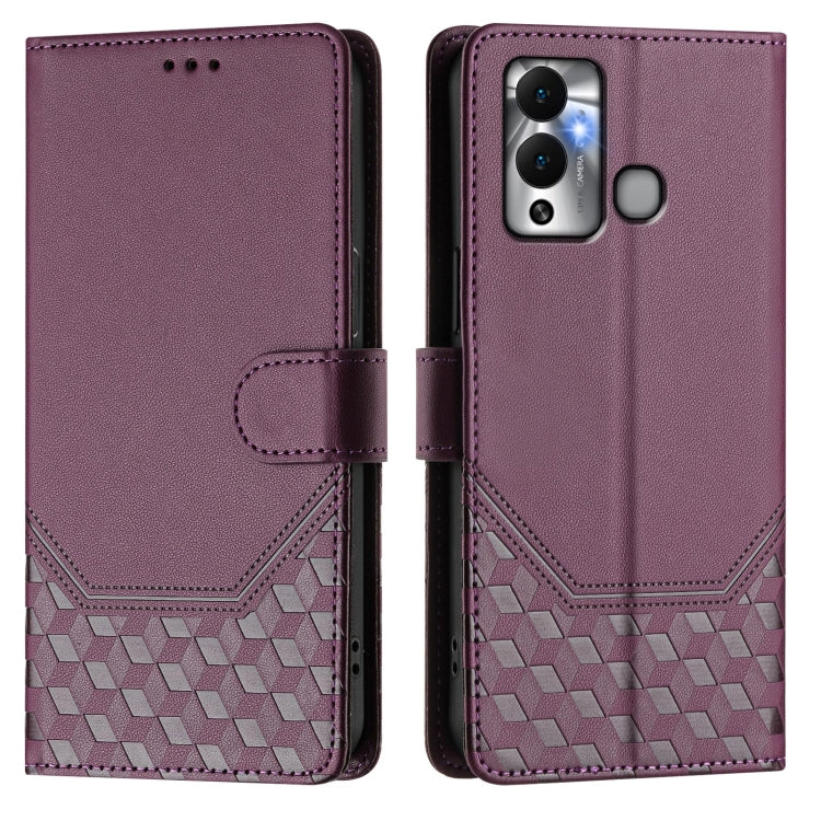 For Infinix Hot 12 Play Honeycomb Embossing RFID Leather Phone Case