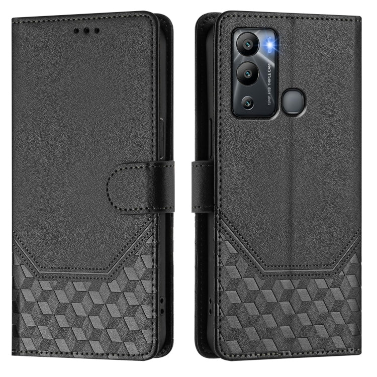 For Infinix Hot 12i / Hot 20i Honeycomb Embossing RFID Leather Phone Case