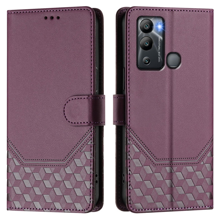 For Infinix Hot 12i / Hot 20i Honeycomb Embossing RFID Leather Phone Case