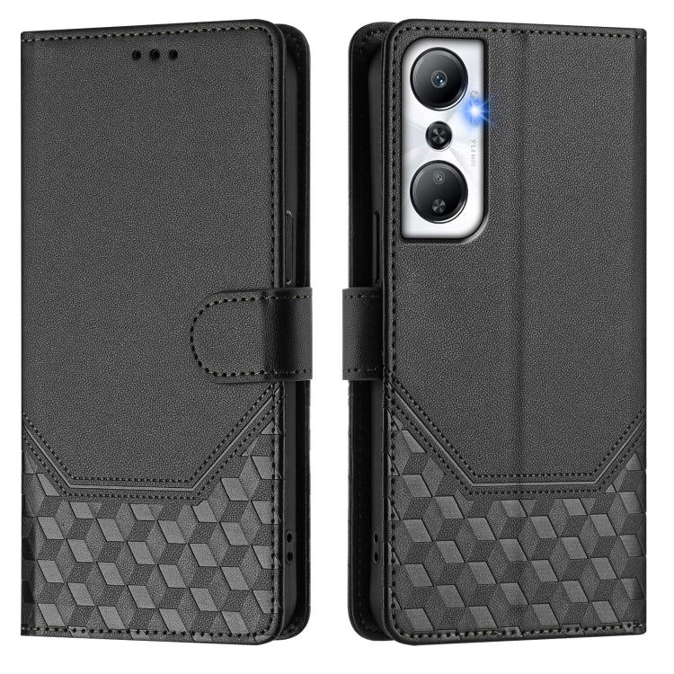 For Infinix Hot 20 4G Honeycomb Embossing RFID Leather Phone Case