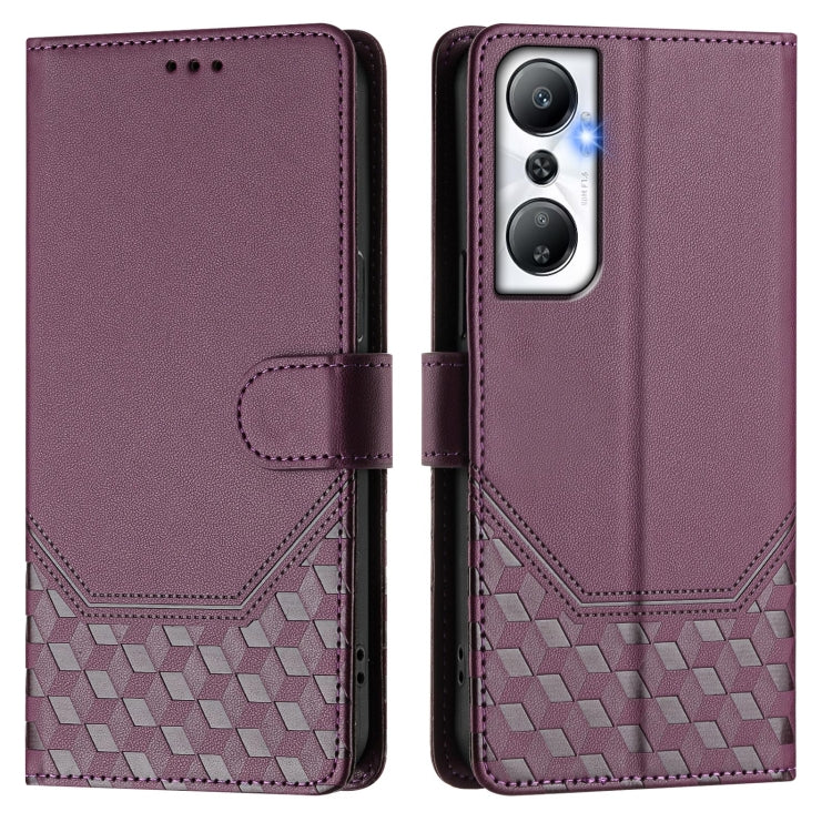 For Infinix Hot 20 4G Honeycomb Embossing RFID Leather Phone Case