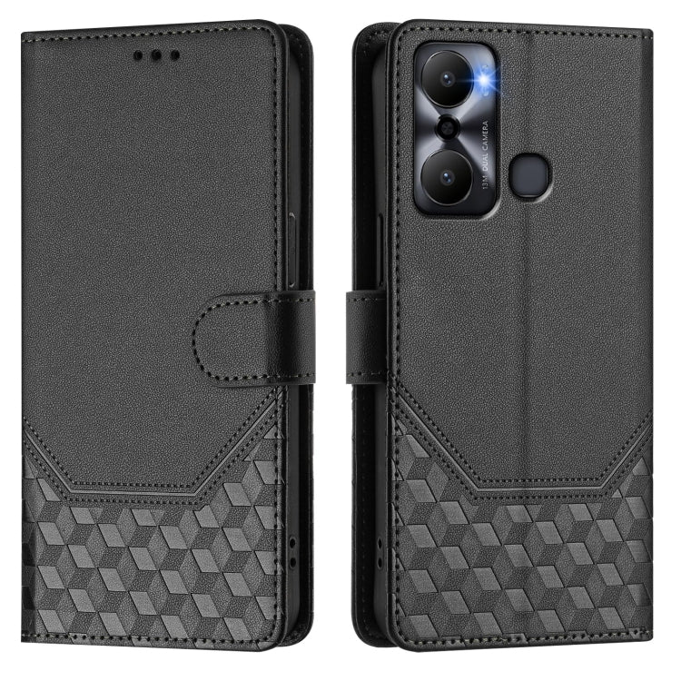 For Infinix Hot 20 Play Honeycomb Embossing RFID Leather Phone Case