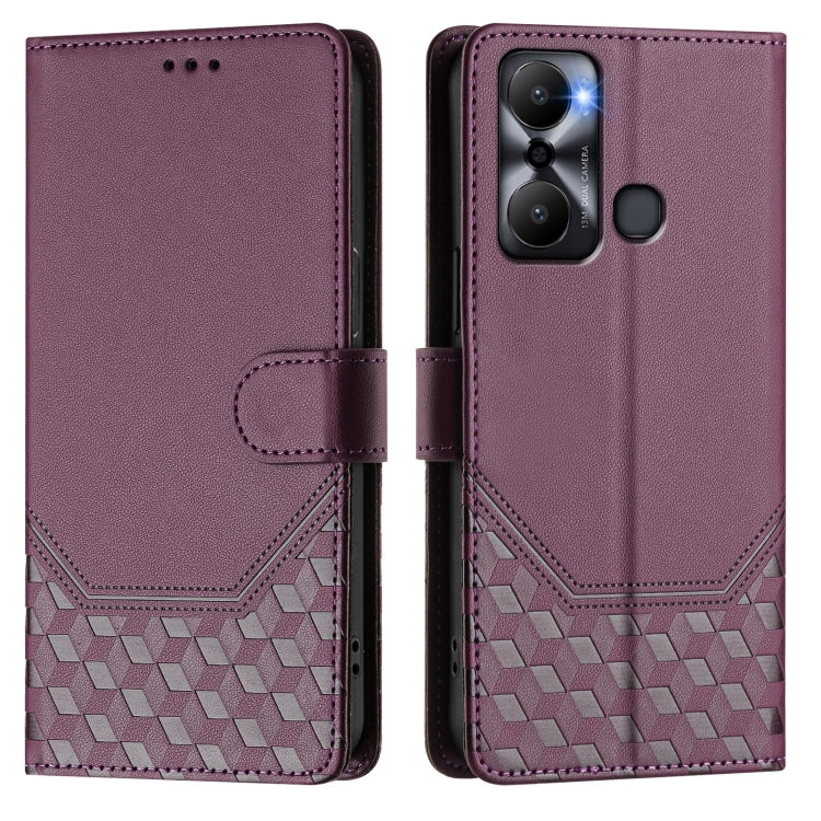 For Infinix Hot 20 Play Honeycomb Embossing RFID Leather Phone Case