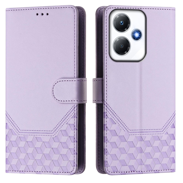 For Infinix Hot 30 Play 4G / NFC Honeycomb Embossing RFID Leather Phone Case