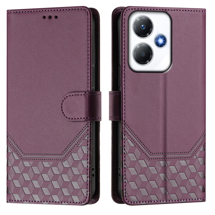 For Infinix Hot 30 Play 4G / NFC Honeycomb Embossing RFID Leather Phone Case