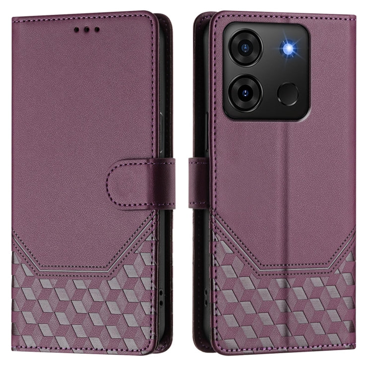 For Infinix Smart 7 Plus / 7 HD / 7 India Honeycomb Embossing RFID Leather Phone Case