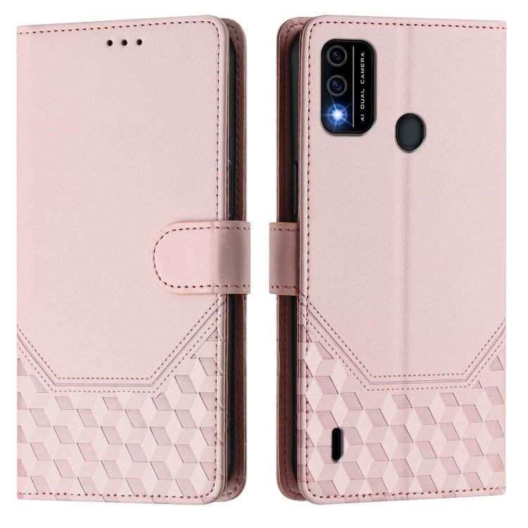 For itel A48 Honeycomb Embossing RFID Leather Phone Case