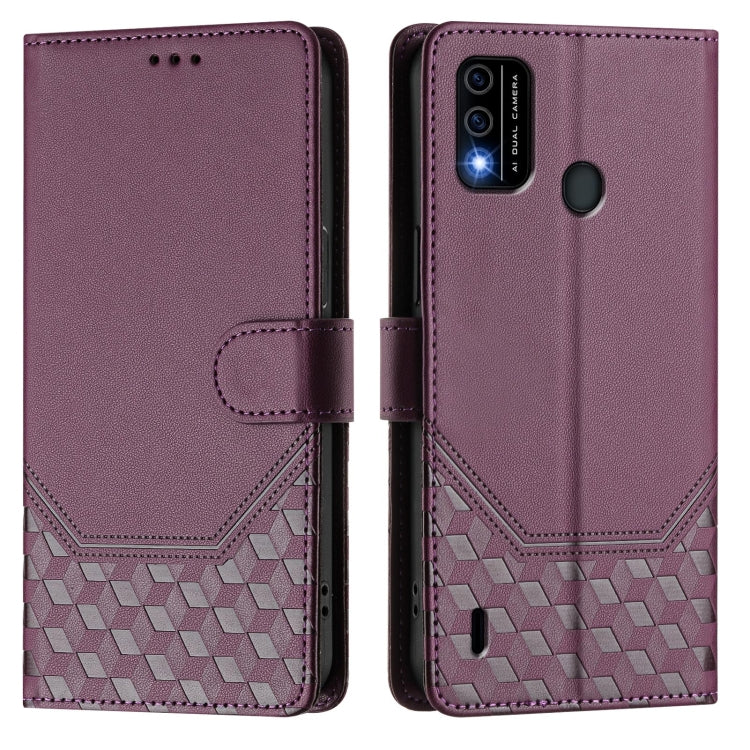 For itel A48 Honeycomb Embossing RFID Leather Phone Case