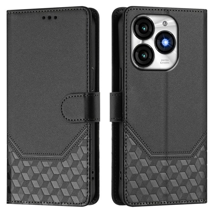For itel A70 Honeycomb Embossing RFID Leather Phone Case