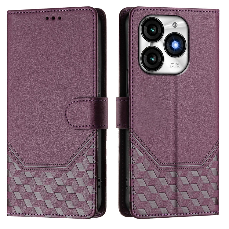 For itel A70 Honeycomb Embossing RFID Leather Phone Case