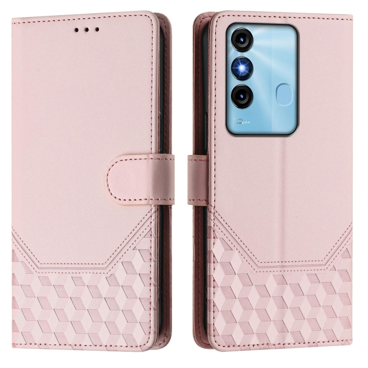 For itel P38 Honeycomb Embossing RFID Leather Phone Case