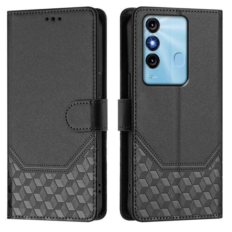 For itel P38 Honeycomb Embossing RFID Leather Phone Case