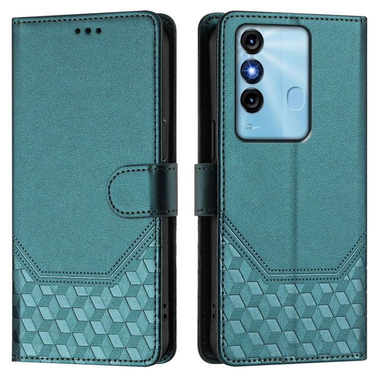 For itel P38 Honeycomb Embossing RFID Leather Phone Case