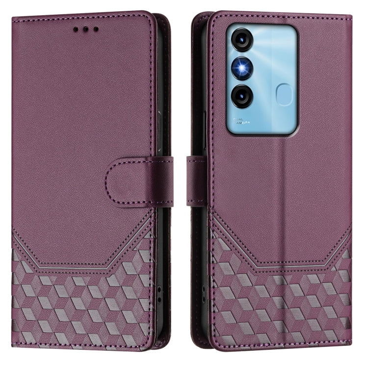 For itel P38 Honeycomb Embossing RFID Leather Phone Case