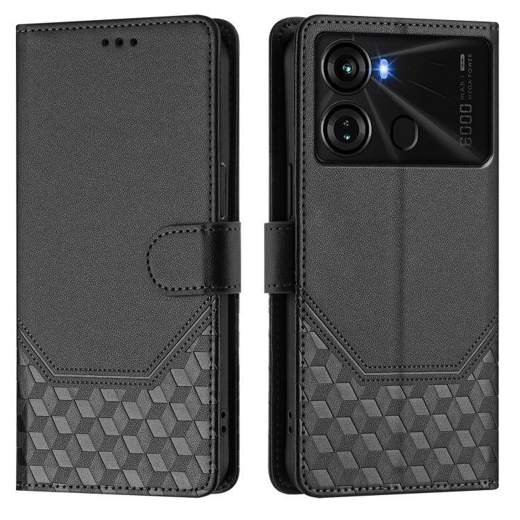 For itel P40 Honeycomb Embossing RFID Leather Phone Case