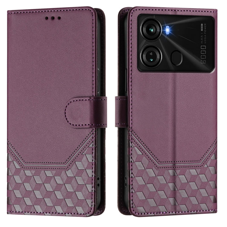 For itel P40 Honeycomb Embossing RFID Leather Phone Case