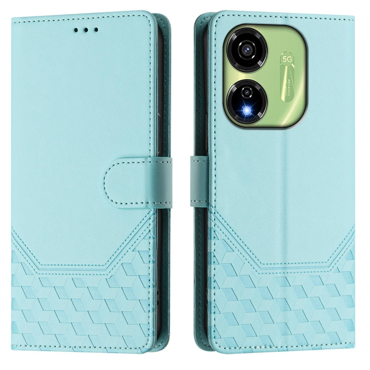 For itel P55 5G Honeycomb Embossing RFID Leather Phone Case