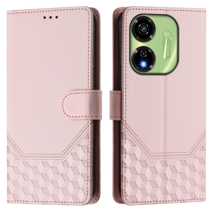 For itel P55 5G Honeycomb Embossing RFID Leather Phone Case
