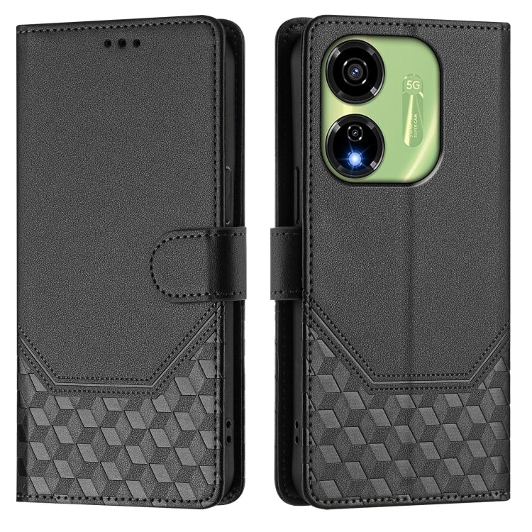 For itel P55 5G Honeycomb Embossing RFID Leather Phone Case
