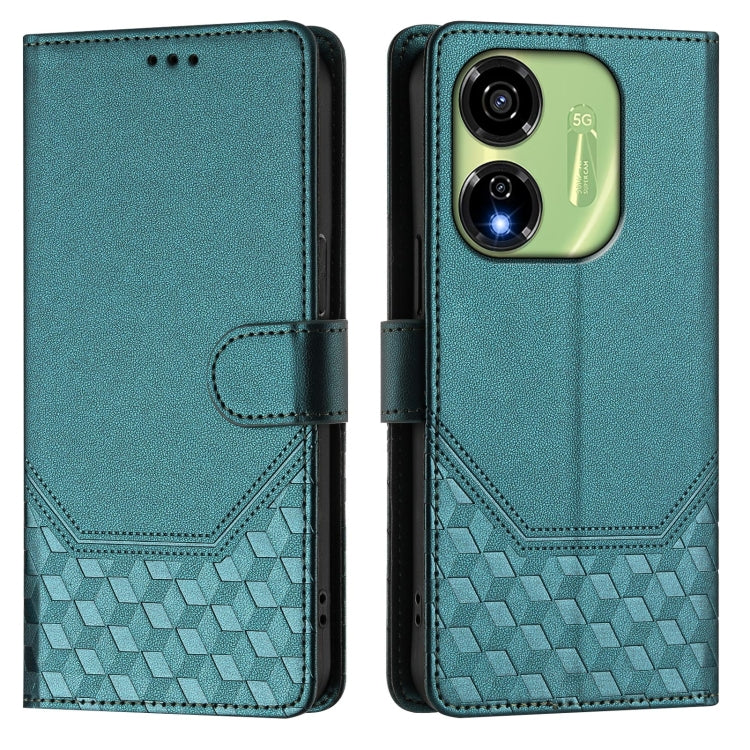 For itel P55 5G Honeycomb Embossing RFID Leather Phone Case