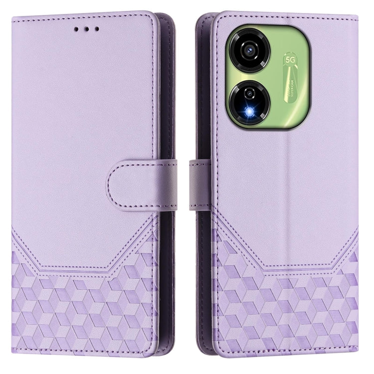 For itel P55 5G Honeycomb Embossing RFID Leather Phone Case