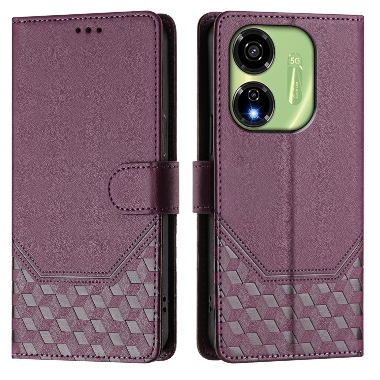 For itel P55 5G Honeycomb Embossing RFID Leather Phone Case