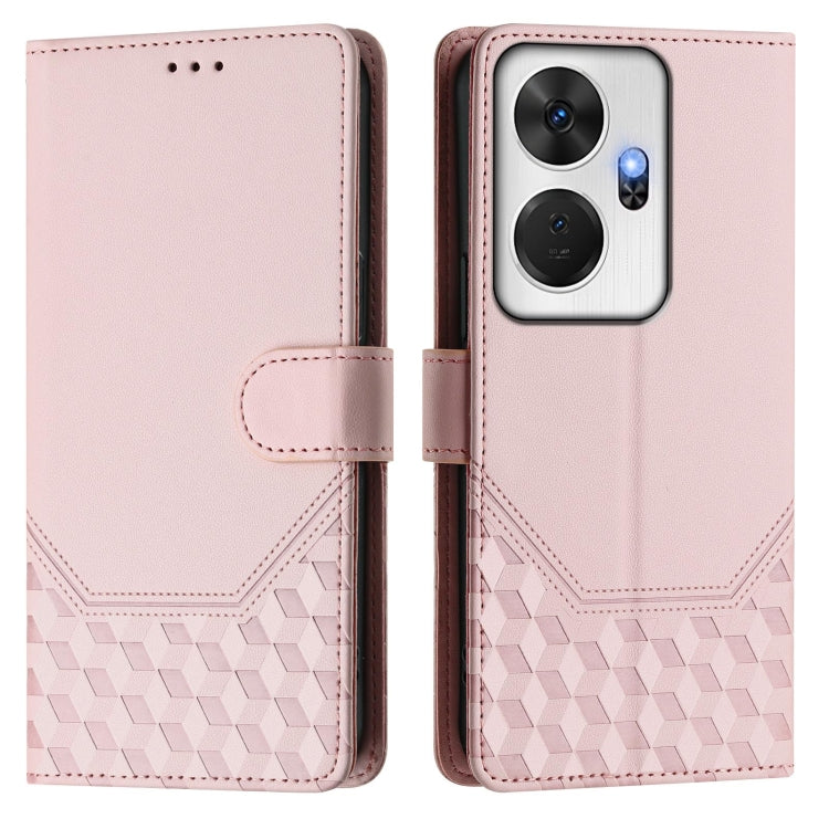 For itel P55+ Honeycomb Embossing RFID Leather Phone Case