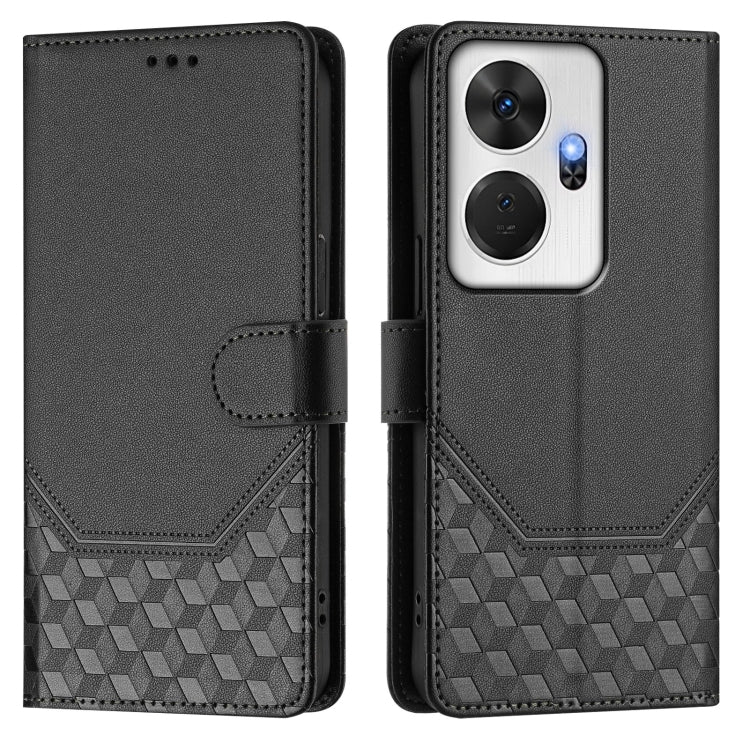 For itel P55+ Honeycomb Embossing RFID Leather Phone Case