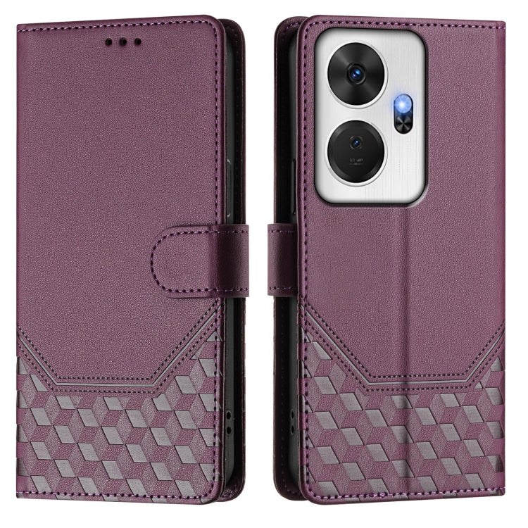 For itel P55+ Honeycomb Embossing RFID Leather Phone Case