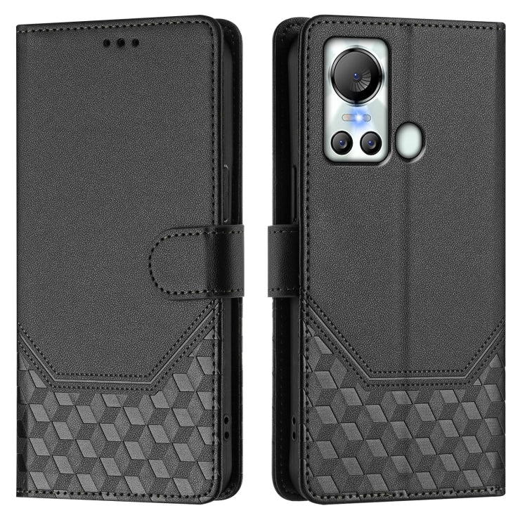 For itel S18 Honeycomb Embossing RFID Leather Phone Case