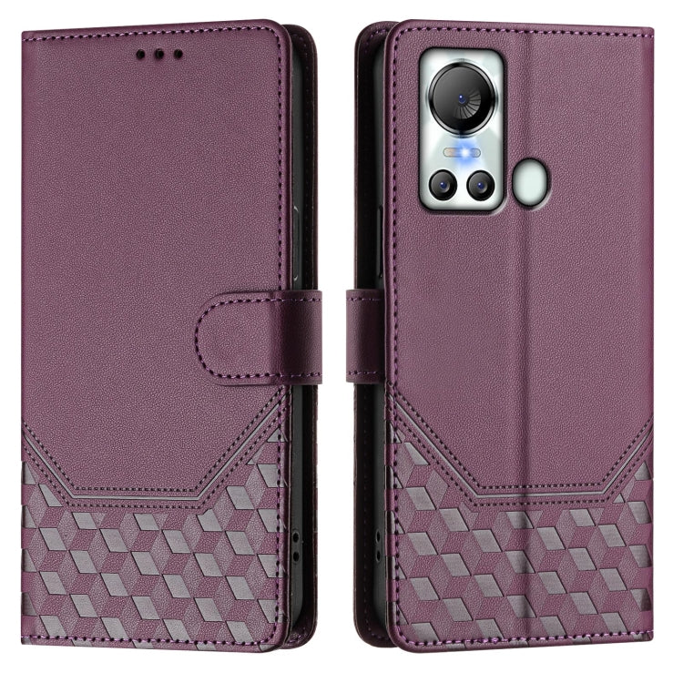 For itel S18 Honeycomb Embossing RFID Leather Phone Case