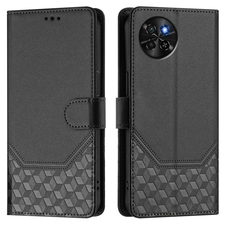 For itel S23 S665L Honeycomb Embossing RFID Leather Phone Case