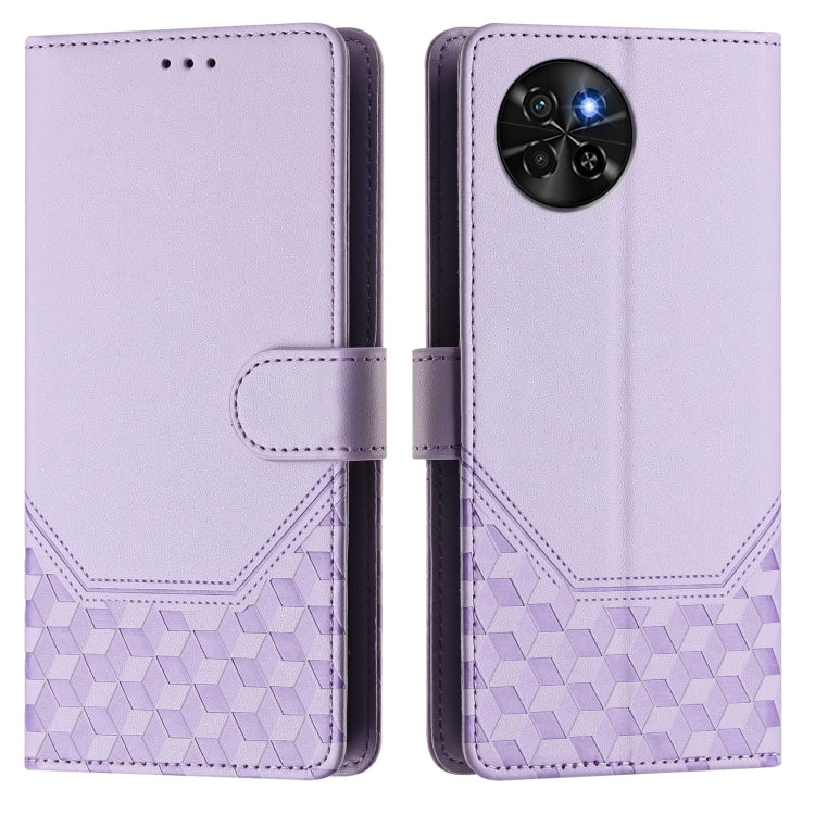 For itel S23 S665L Honeycomb Embossing RFID Leather Phone Case