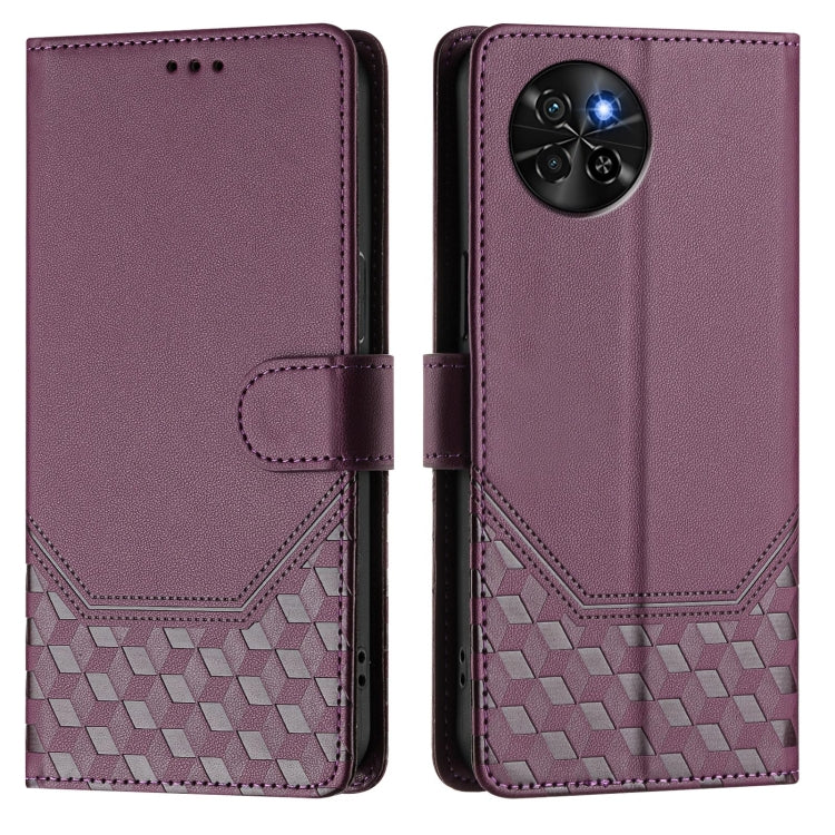 For itel S23 S665L Honeycomb Embossing RFID Leather Phone Case