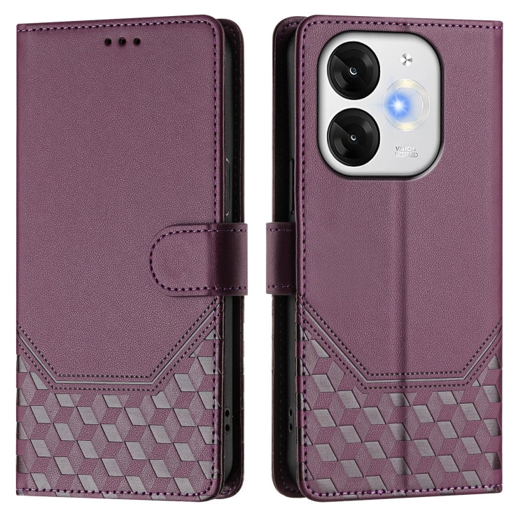 For itel A80 4G Honeycomb Embossing RFID Leather Phone Case