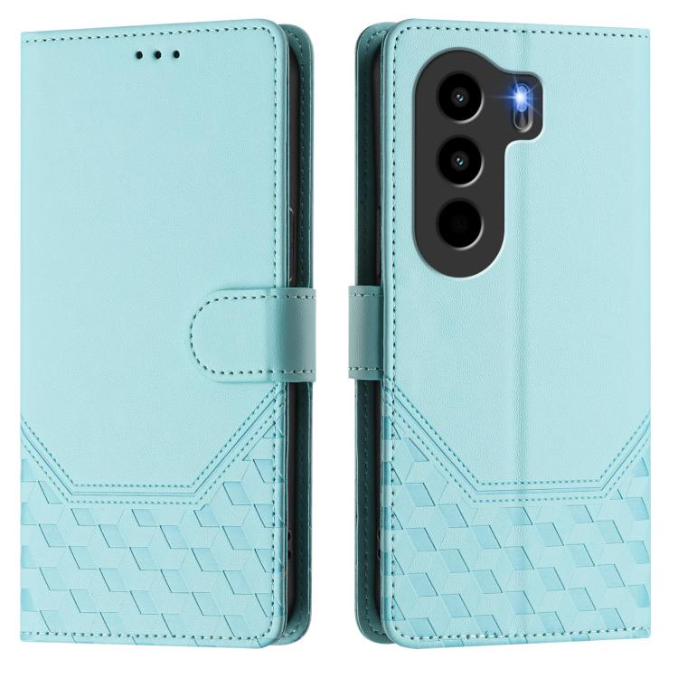 For itel Power 70 Honeycomb Embossing RFID Leather Phone Case