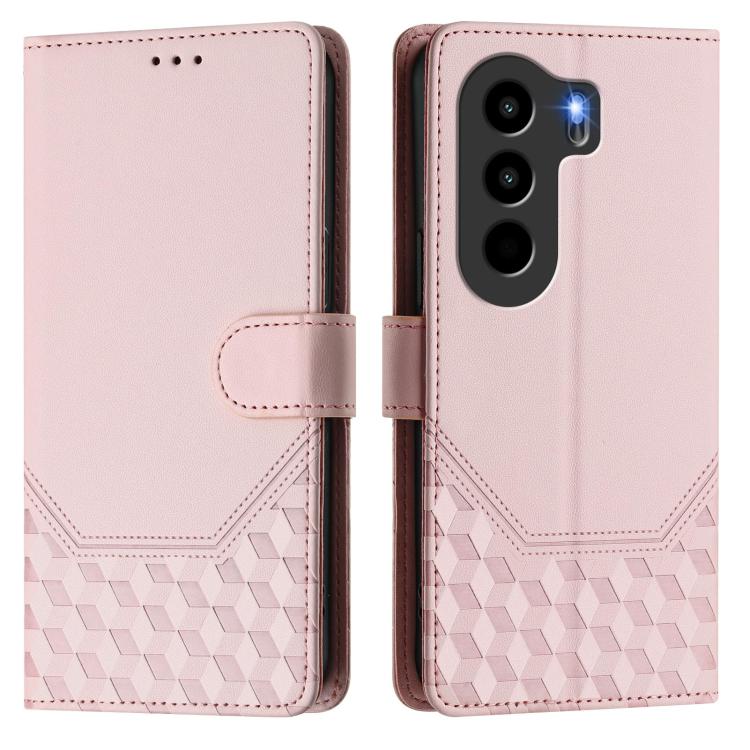 For itel Power 70 Honeycomb Embossing RFID Leather Phone Case