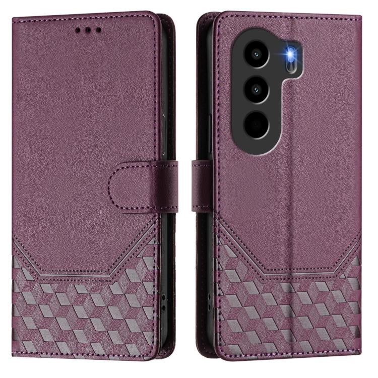 For itel Power 70 Honeycomb Embossing RFID Leather Phone Case