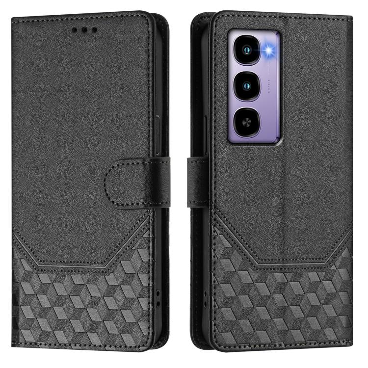 For itel City 100 Honeycomb Embossing RFID Leather Phone Case