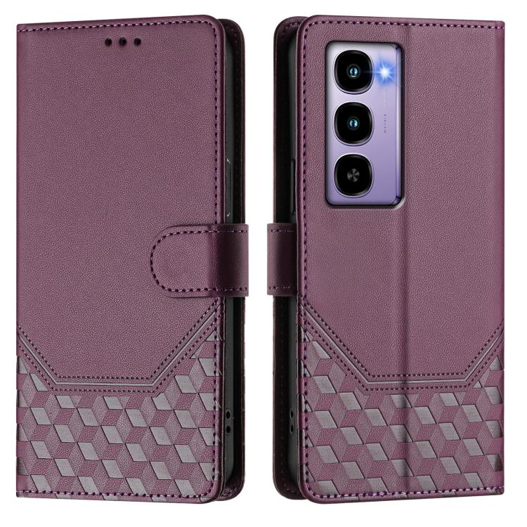 For itel City 100 Honeycomb Embossing RFID Leather Phone Case