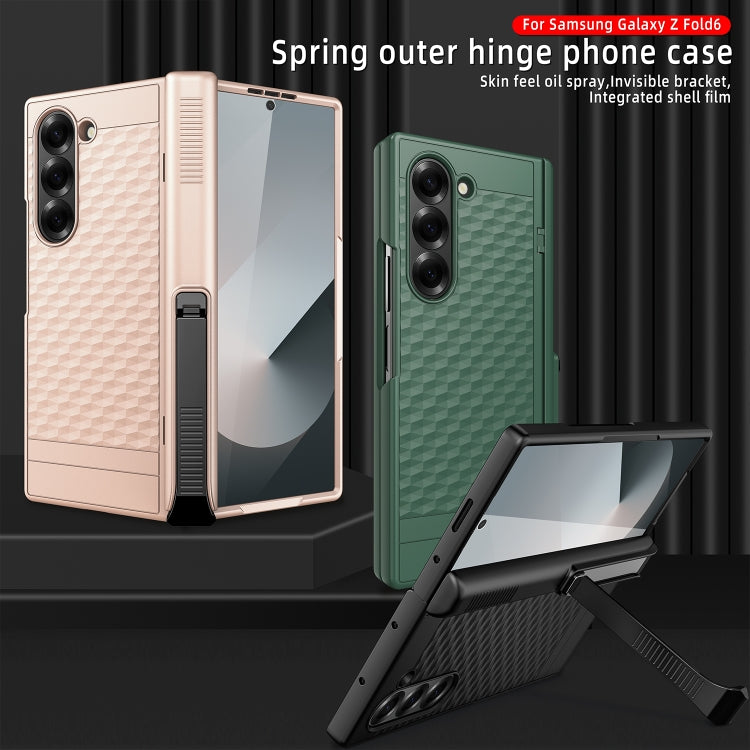 For Samsung Galaxy Z Fold6 Integrated Cube Hinge Phone Case with Spring Holder