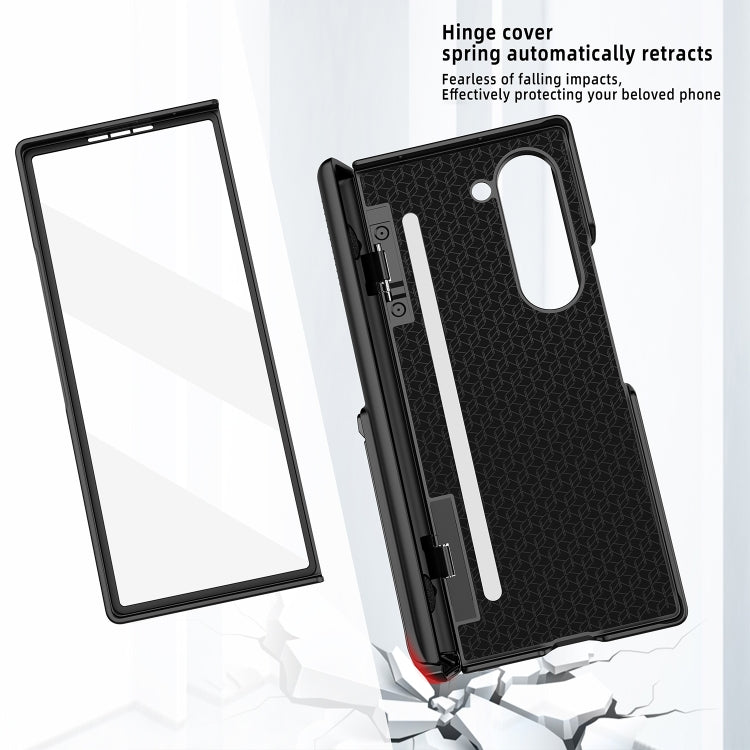 For Samsung Galaxy Z Fold6 Integrated Cube Hinge Phone Case with Spring Holder