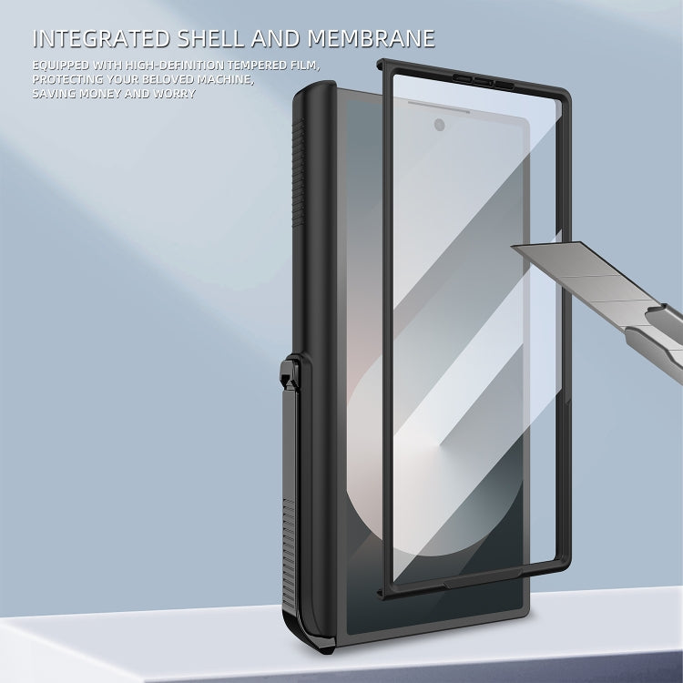 For Samsung Galaxy Z Fold6 Integrated Cube Hinge Phone Case with Spring Holder