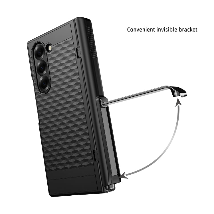 For Samsung Galaxy Z Fold6 Integrated Cube Hinge Phone Case with Spring Holder