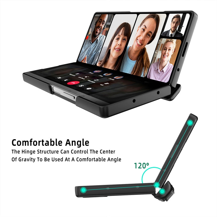 For Samsung Galaxy Z Fold6 Integrated Cube Hinge Phone Case with Spring Holder