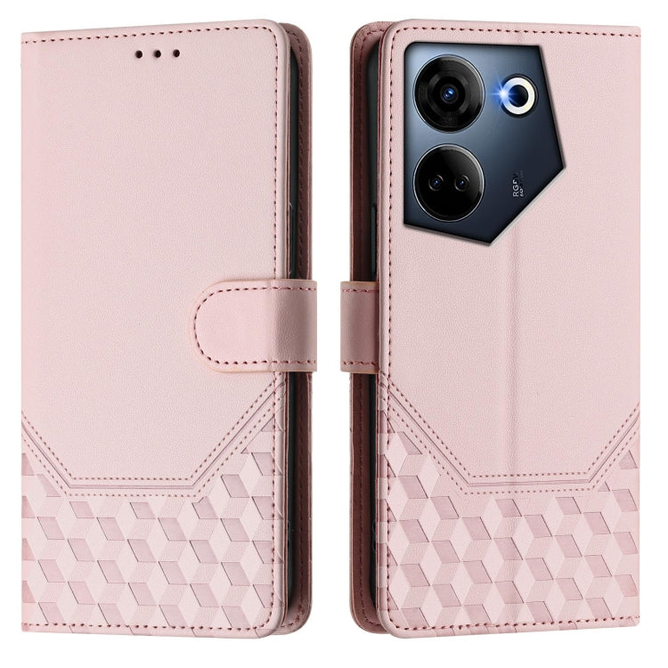 For Tecno Camon 20 / Camon 20 Pro 4G Honeycomb Embossing RFID Leather Phone Case