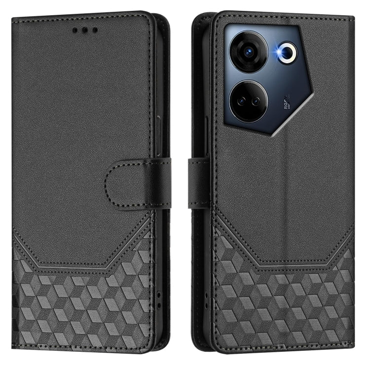 For Tecno Camon 20 / Camon 20 Pro 4G Honeycomb Embossing RFID Leather Phone Case