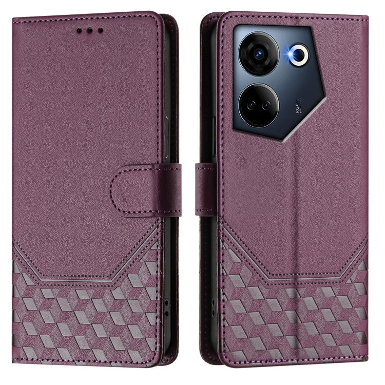 For Tecno Camon 20 / Camon 20 Pro 4G Honeycomb Embossing RFID Leather Phone Case