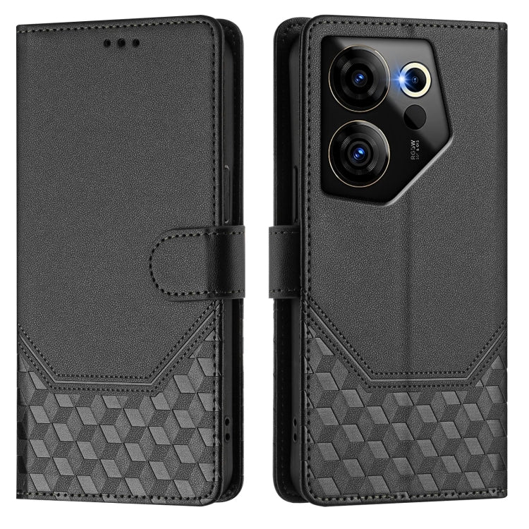 For Tecno Camon 20 Premier 5G Honeycomb Embossing RFID Leather Phone Case